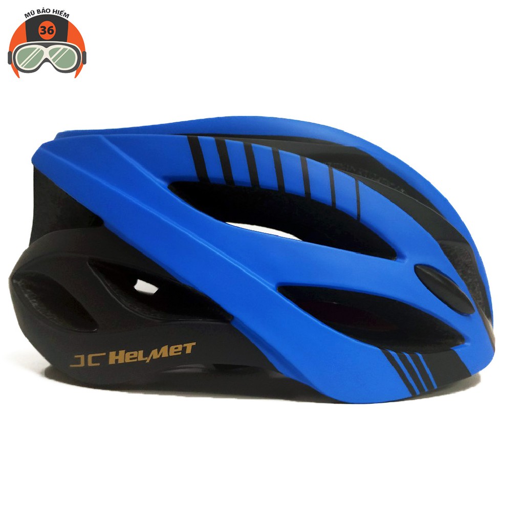 Mũ bảo hiểm xe đạp JC (đen sọc xanh)